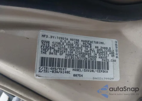 1996 Toyota Camry Dx/Le/Xle from USA, damaged, VIN 4T1BG12KXTU812035